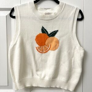 Jessica Simpson Cream Sleeveless Top with Orange Graphic